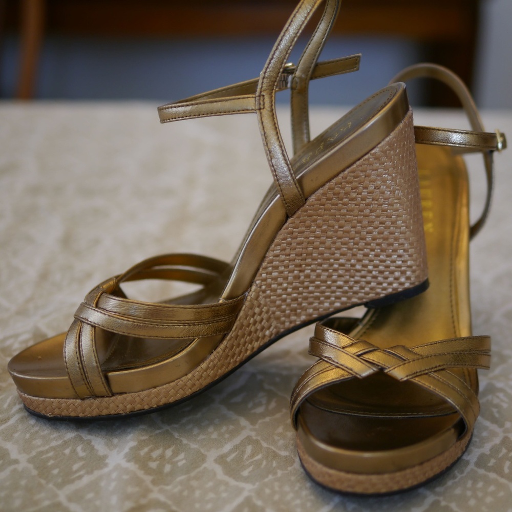 Lauren Ralph Lauren Bronze Gold Wedge Sandals